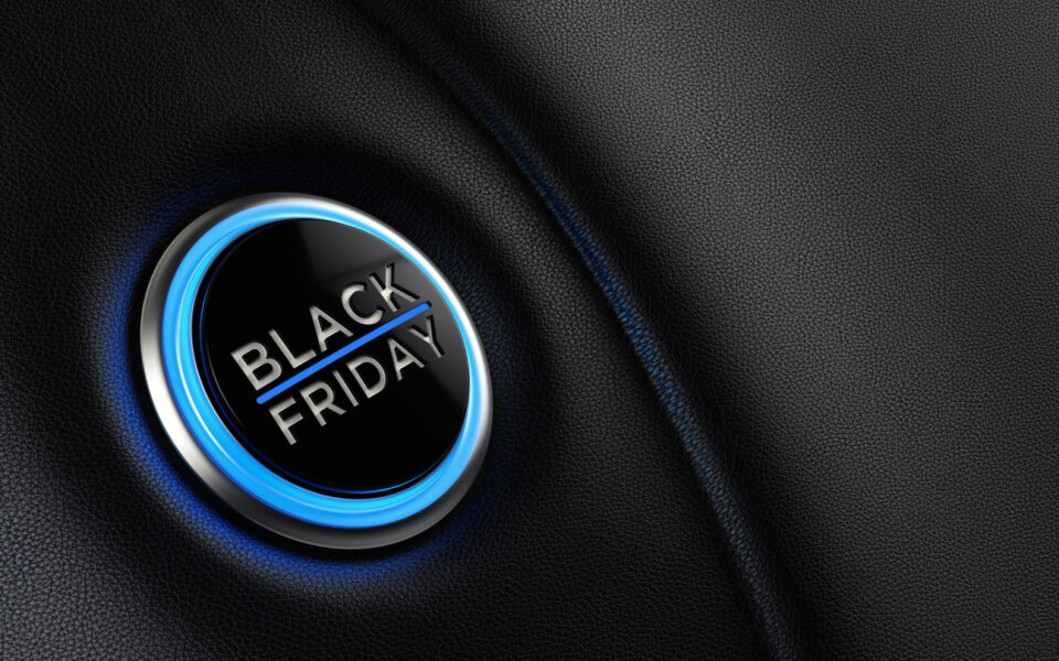 Black Friday Car Start Button On Dashboard; Black Friday Concept