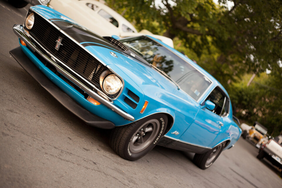 Blue 1970 Ford Mustang Mach 1